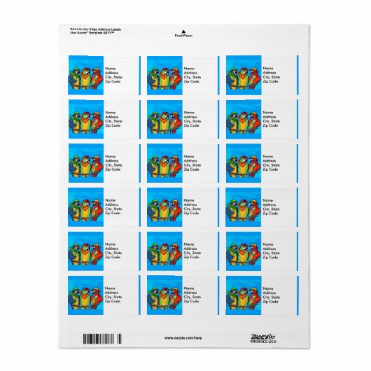 Party Parrots Adressaufkleber (Vorne)