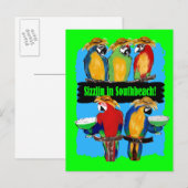 PARTY PARROTS EINLADUNGSPOSTKARTE (Vorne/Hinten)