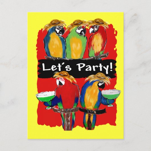 PARTY PARROTS EINLADUNGSPOSTKARTE (Vorderseite)