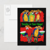 PARTY PARROTS EINLADUNGSPOSTKARTE (Vorne/Hinten)