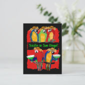 PARTY PARROTS EINLADUNGSPOSTKARTE (Stehend Vorderseite)