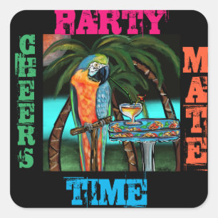 Party Parrots Quadratischer Aufkleber