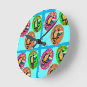 Party Parrots Runde Wanduhr (Winkel)