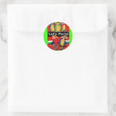 PARTY PARROTS RUNDER AUFKLEBER (Tasche)
