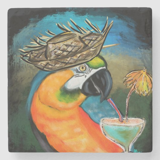 Party Parrots Steinuntersetzer (Vorderseite)