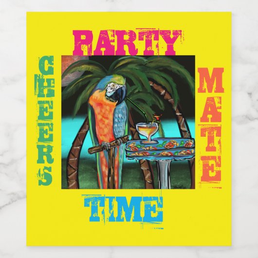 Party Parrots Weinetikett (Einzelnes Label)