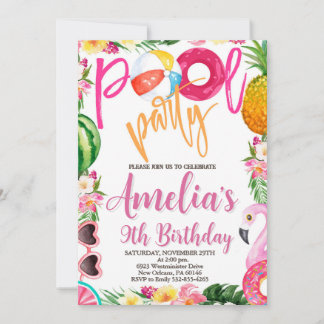 Party, Party im Schwimmbad Geburtstag, jedes Alter Einladung