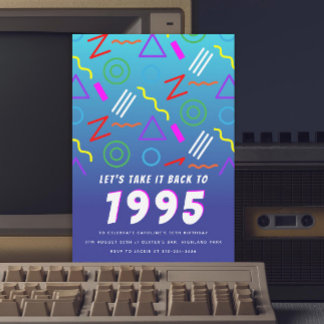 Party Pattern der 1990er Jahre Vintage Geburtstags Einladung