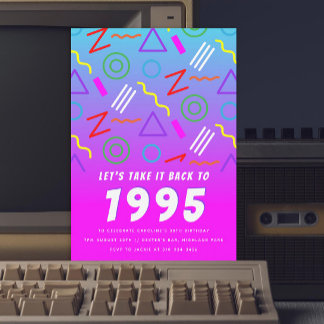 Party Pattern der 1990er Jahre Vintage Geburtstags Einladung