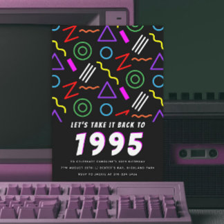 Party Pattern der 1990er Jahre Vintage Geburtstags Einladung