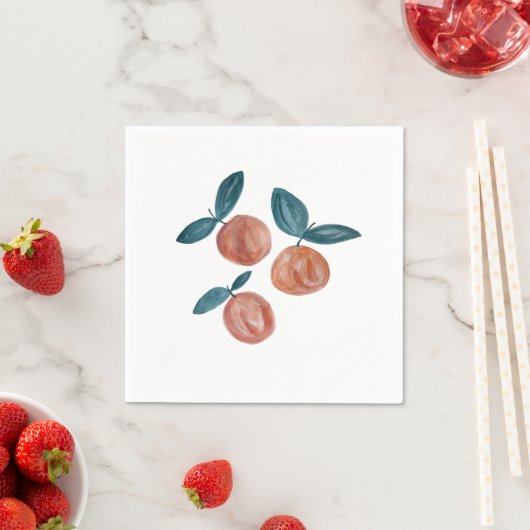 Party Peach Painting Fruit Illustration Serviette (Beispiel)