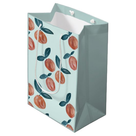 Party Peach Painting Pattern Mittlere Geschenktüte (Vorderseite Schrägansicht)