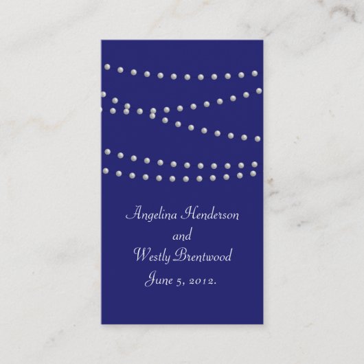 Party Pearls auf der Indigo Wedding Website Card Begleitkarte (Vorderseite)