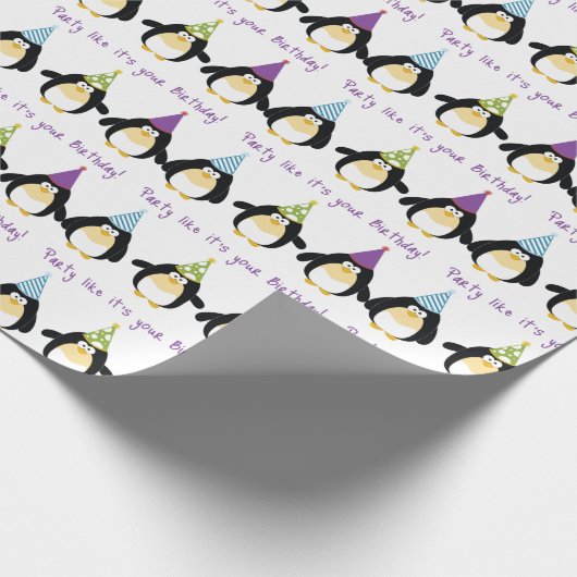 Party Penguin Geschenkpapier (Ecke)