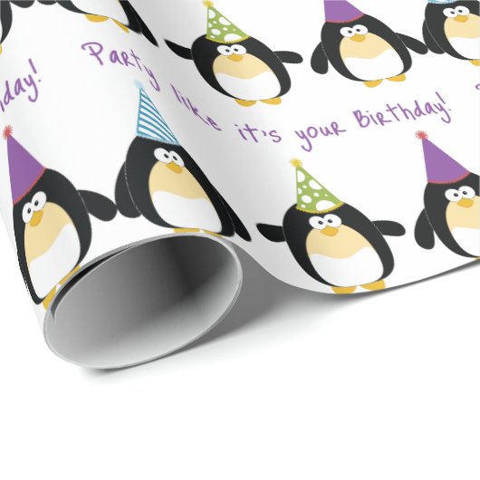 Party Penguin Geschenkpapier (Rolleneckpunkt)