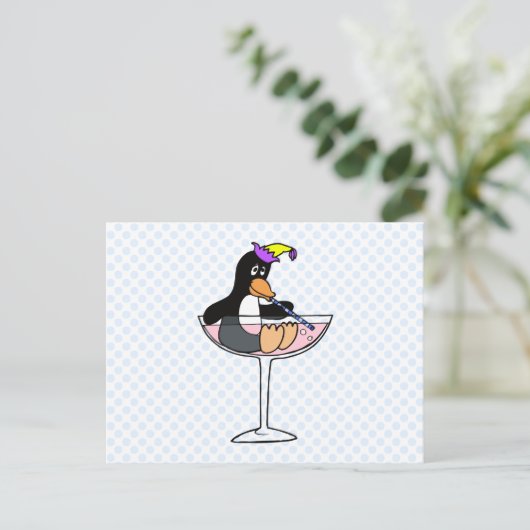 Party Penguin Postkarte (Stehend Vorderseite)