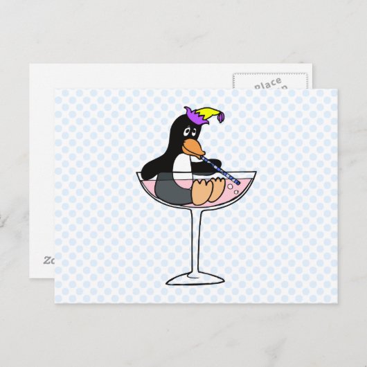 Party Penguin Postkarte (Vorne/Hinten)