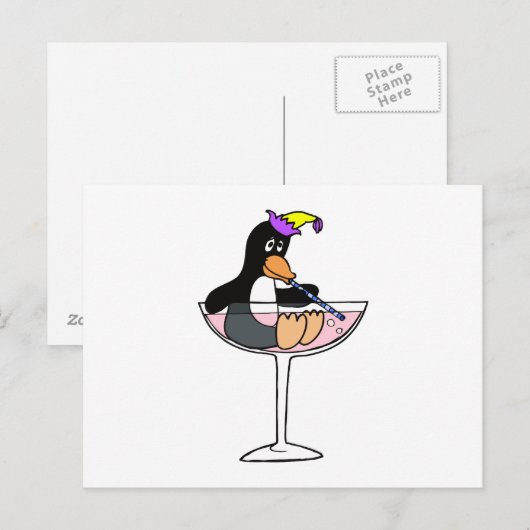 Party Penguin Postkarte (Vorne/Hinten)