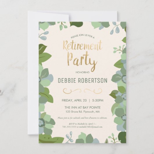 Party Pension Invite, Eleganter Blumengarten Einladung (Vorderseite)