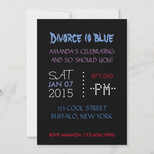 Party personalisierte Scheidung Einladung (Rückseite)
