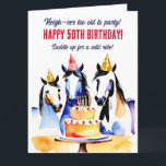 Party Pferde Geburtstagsparty lustig Karte<br><div class="desc">Geburtstagsparty zum Thema Pferd lustig Geburtstagskarte,  drei Pferde in einem Party Hüte und einen Kuchen,  nie zu alt zum Party</div>