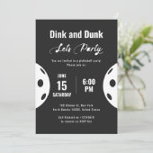 Party Pickleball Black Theme Geburtstagsparty Einladung (Stehend Vorderseite)
