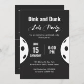Party Pickleball Black Theme Geburtstagsparty Einladung (Vorne/Hinten)