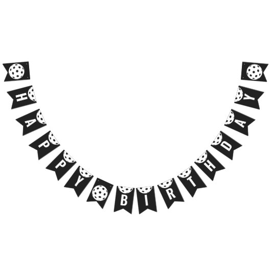 Party Pickleball Black Theme Geburtstagsparty Wimpelkette (Alle)