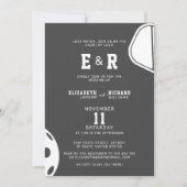 Party Pickleball Black & White Wedding Einladung (Vorderseite)