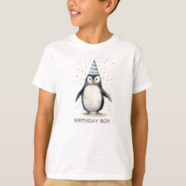 Party Pinguin, Aquarell, Geburtstagsjunge T-Shirt