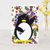 Party Pinguin Card Karte (Gelbe Blume)