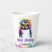 Party Pinguin-Sonnenbrille, Kindergeburt Pappbecher (Vorderseite)