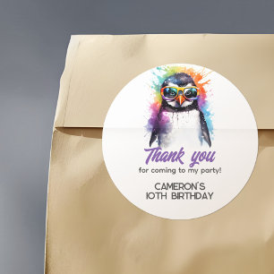 Party Pinguin-Sonnenbrille, Kindergeburt Runder Aufkleber