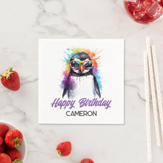 Party Pinguin-Sonnenbrille, Kindergeburt Serviette (Beispiel)