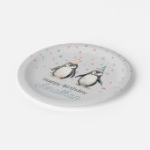 Party Pinguine, Aquarell, Kindergeburtstag Pappteller (Schrägansicht)