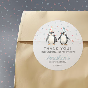 Party Pinguine, Aquarell, Kindergeburtstag Runder Aufkleber