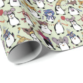 Party Pinguine Geschenkpapier (Rolleneckpunkt)