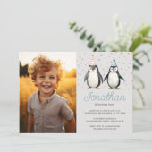 Party-Pinguine, rüber waddeln, Foto Einladung (Stehend Vorderseite)