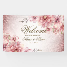 Party Pink Aquarell Blume Shiny Glitzer Moderne Banner