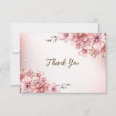 Party Pink Aquarell Blume Shiny Glitzer Moderne Dankeskarte (Vorderseite)