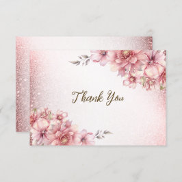 Party Pink Aquarell Blume Shiny Glitzer Moderne Dankeskarte