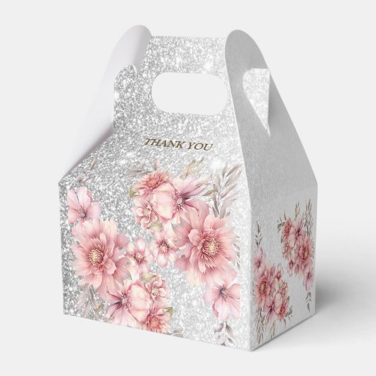 Party Pink Aquarell Blume Shiny Glitzer Moderne Geschenkschachtel (Rückseite)