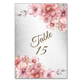 Party Pink Aquarell Blume Shiny Glitzer Moderne Tischnummer