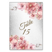 Party Pink Aquarell Blume Shiny Glitzer Moderne Tischnummer (Rückseite)