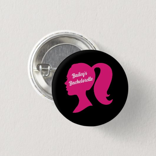 Party Pink & Black Bachelorette Button (Vorne & Hinten)