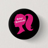 Party Pink & Black Bachelorette Button (Vorderseite)