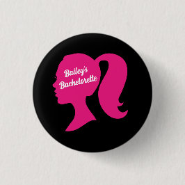 Party Pink & Black Bachelorette Button