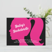 Party Pink & Black Bachelorette Einladung (Stehend Vorderseite)