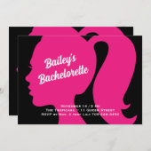 Party Pink & Black Bachelorette Einladung (Vorne/Hinten)