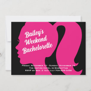 Party Pink & Black Weekend Bachelorette Einladung